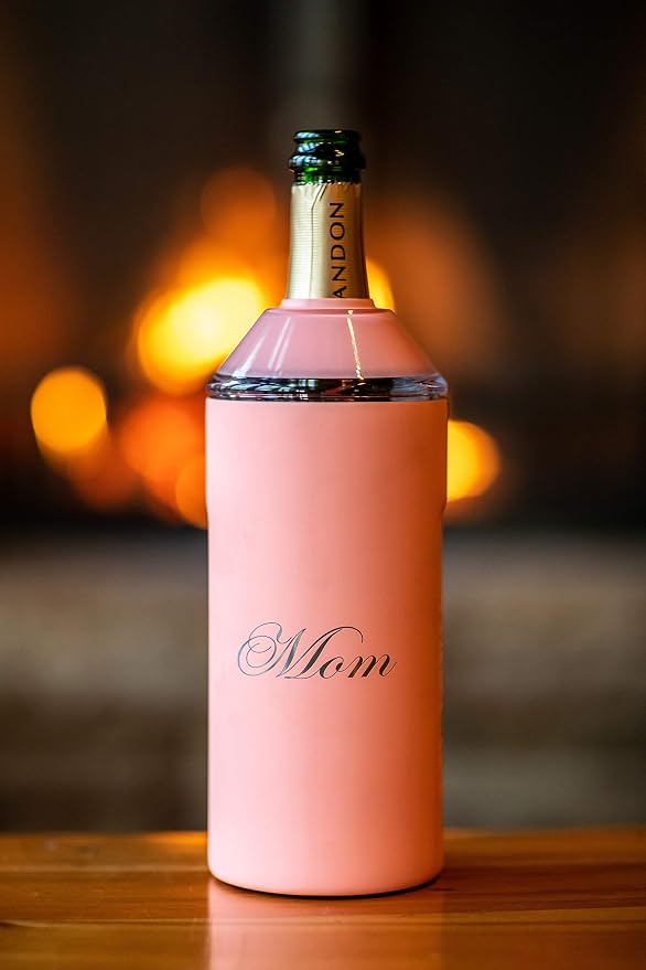 Vinglacé Wine Bottle Chiller- Portable Champagne Insulator- Stainless Steel Wine Cooler Sleeve - Keeps Wine Cold (Coral)