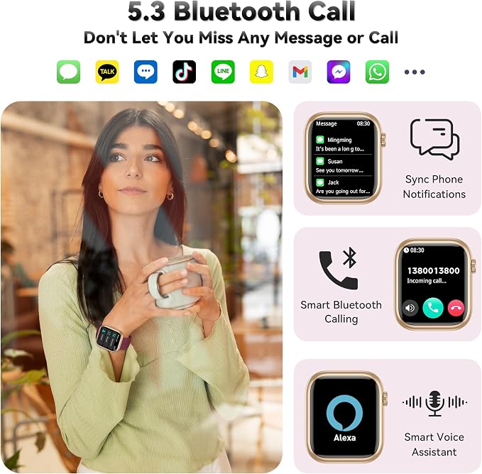 Smart Watch for Men Women(Answer/Make Call), 1.83" Fitness Watch with Heart Rate/Blood Pressure/Blood Oxygen, Pedometer, Sleep Tracker,120+ Sport Modes, IP68 Waterproof Fitness Tracker for Android iOS