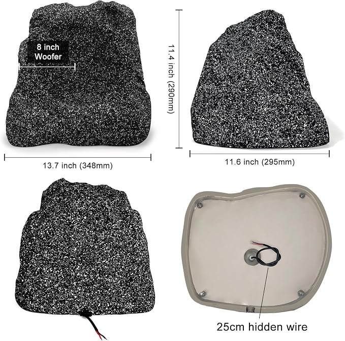 STUDIOFINIX Outdoor Rock Speakers Waterproof, 600 Watt 8 Inch Superior Timbre IPX7 Weatherproof Design for Garden,Patio,Pool,Deck,BBQ (Pair)
