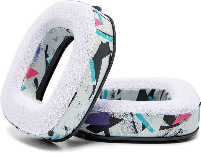 WC Freeze A40- Hybrid Fabric Cooling Gel Replacement Earpads for Astro A40 TR Only, Made by Wicked Cushions, Improved Durability, Thickness and Sound Isolation | 90's White