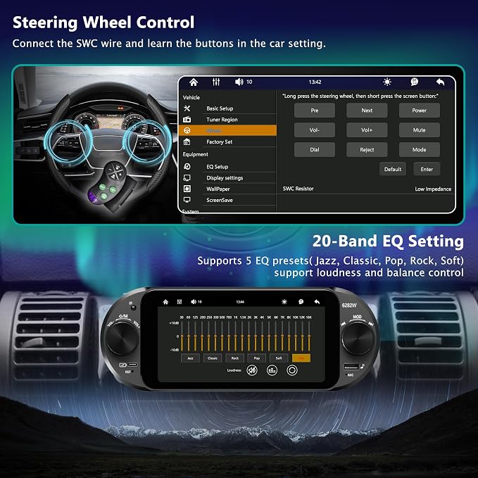 6" Single Din Touchscreen Car Stereo with Wireless Apple CarPlay & Android Auto,Dual Knobs,Bluetooth 5.2, FM/AM,EQ, USB,Type-C Fast Charging,8-LED Night Vision Backup Camera,Carplay Screen for Car
