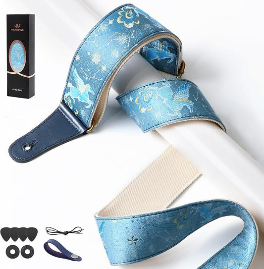 Guitar Strap, embroidery Jacquard Adjustable Guitar Straps for Acoustic/Bass/Electric Guitar, Includes Guitar Pick, Strap Button and Strap Lock, Constellation Gift (Sagittarius)