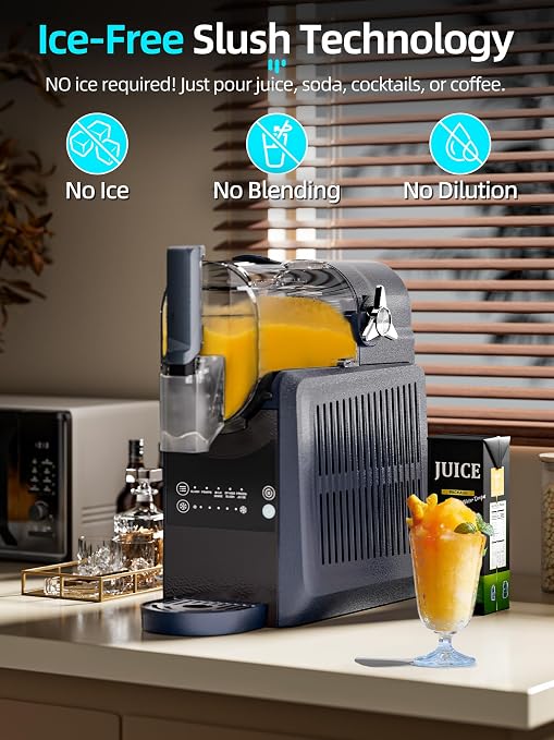 VNN Slushie Machine - 92 oz Slushy Machine for Home No Ice Needed, Frozen Drink & Slushie Machine, 5 Preset Programs, Auto-Clean, Suitable for Margaritas, Smoothies, Milkshakes, Blue