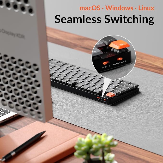 Keychron K5 Version 2 Wireless Bluetooth 5.2 Mechanical Keyboard, Low Profile Milk POM Switch Full-Size 100% Layout QMK Programmable, White Backlit with Shine-Through Keycaps for Mac Windows Linux