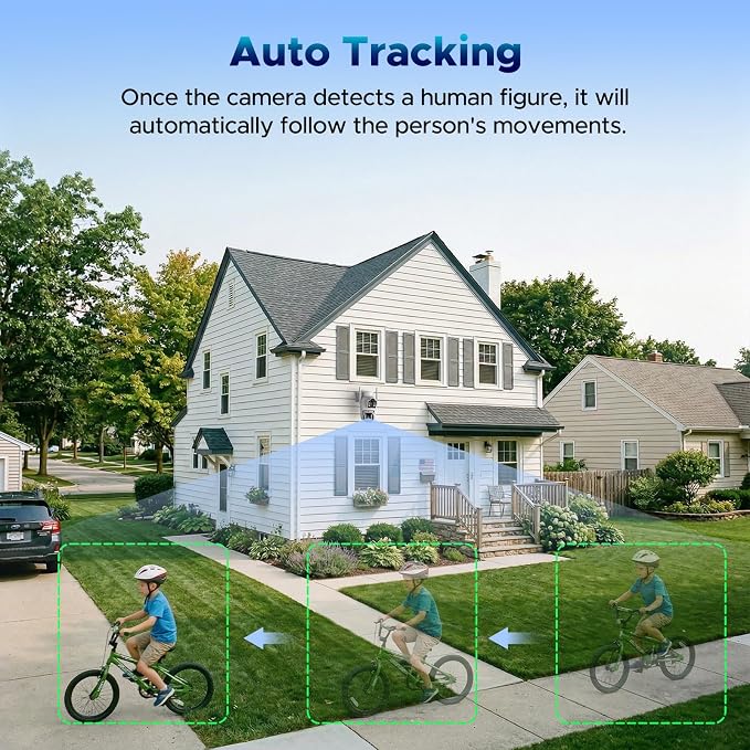 VOOPEAK 4G LTE Cellular Security Camera, Dual Lens 360° PTZ Auto Tracking, Solar Camera Outdoor Wireless with SIM Card,2K HD Color Night Vision, IP66 Waterproof, 2-Way Audio,No WiFi Needed