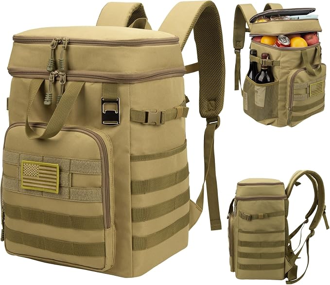 Pyrrhus 43L Cooler Backpack 45/55 Cans Insulated Leak Proof Tactical Backpack,2 Insulated Comaprtments Thermal Bag,Large Lunch Outdoor Backpack for Picnic, Beach, Work,Trip