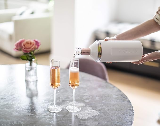 Vinglacé Wine Bottle Chiller- Portable Champagne Insulator- Stainless Steel Wine Cooler Sleeve - Keeps Wine Cold (White)