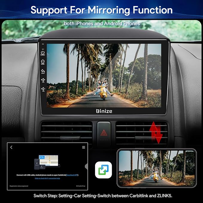 BINIZE Android 13 Car Stereo Radio Compatible with Honda CRV 2002 2003 2004 2005 2006 with Wireless CarPlay Android Auto,Touch Screen Bluetooth Car Radio with GPS WiFi HiFi FM/RDS Backup Camera