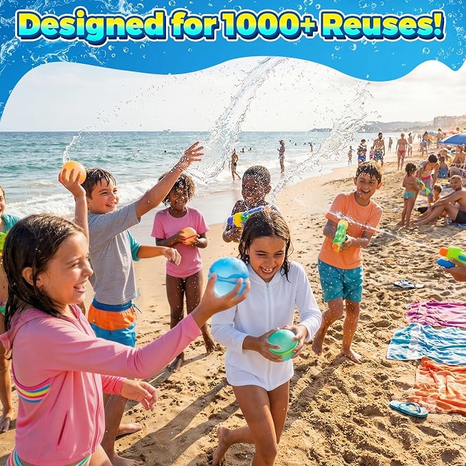 Reusable Water Balloons,12 Pcs Magnetic Splash Refillable Balls,Summer Water Toys for Kids Pool Beach & Outdoor (12pcs)