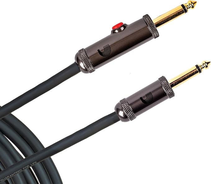D'Addario Guitar Cable - Guitar Lead - Circuit Breaker Cable - Latching Cut-Off Switch to Mute When Changing Instrument - 20 Feet/7.62 Meters - Straight Ends - 1 Pack