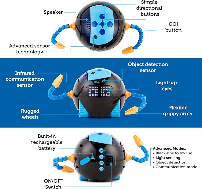 Learning Resources Cooper the STEM Robot, Coding Toy for Kids, Interactive STEM Robot for Classroom, Rechargeable Programming Toy, Ages 5+