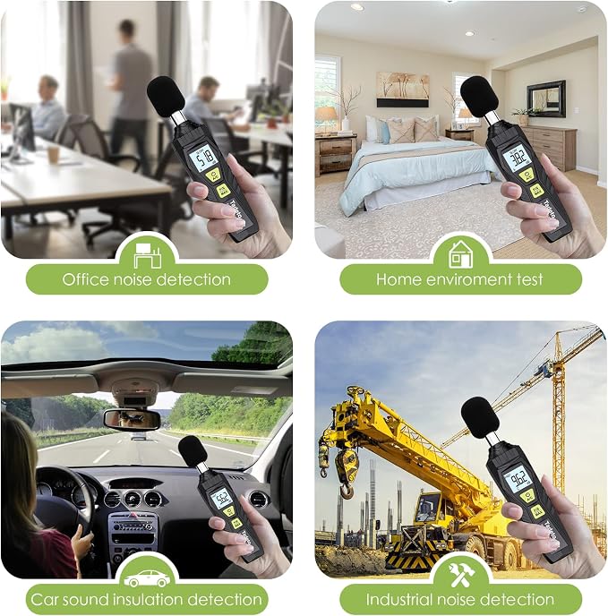 Decibel Meter, Tadeto Digital Sound Level Meter Portable SPL Meter 30dB to 130dB MAX Data Hold with LCD Display Backlight A/C Weighted for Home Factories