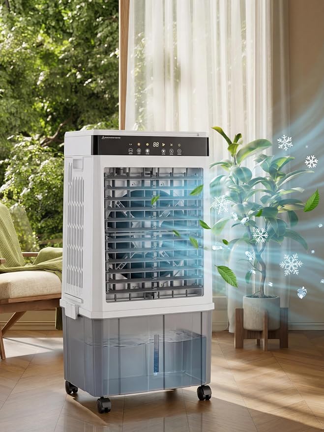 Uthfy 3000CFM Swamp Cooler for Large Room, 31"Evaporative Air Cooler with 6Gal Detachable Water Tank, 3-Sided Cooling Pad, 120°Oscillation, 4 Mode, 12H Timer, Portable Air Conditioner for Room, Garage