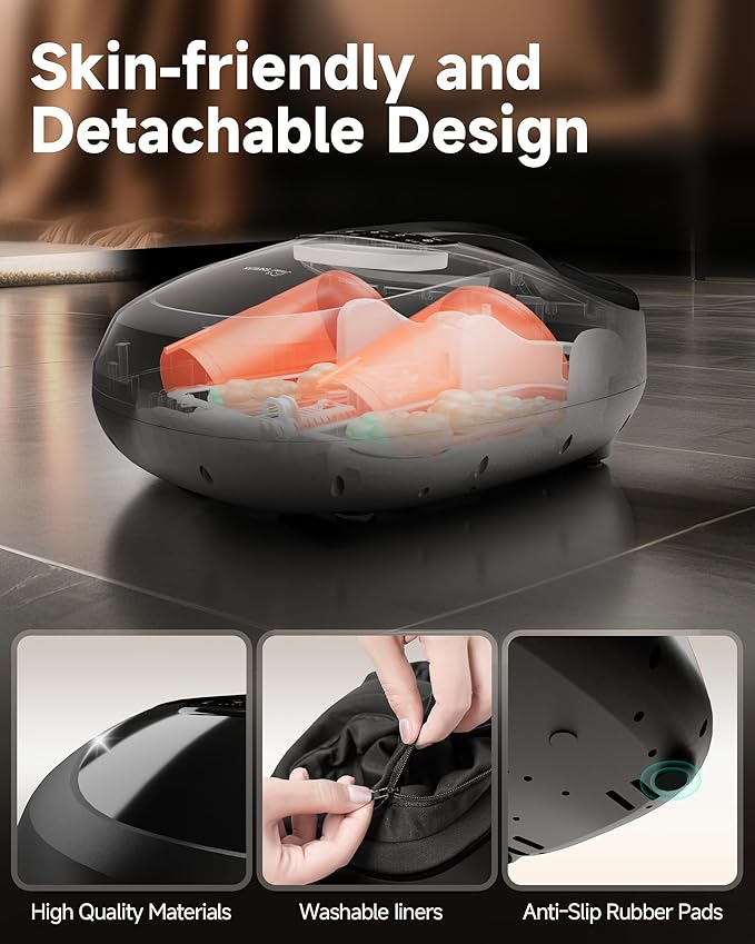 Snailax 2026 Upgrade Foot Massager Machine with Heat, Compression, Deep Kneading Shiatsu, Rolling Scratch for Plantar Fasciitis Relief (Remote Control) Father Day Gifts, Men Size 13 at Home Office