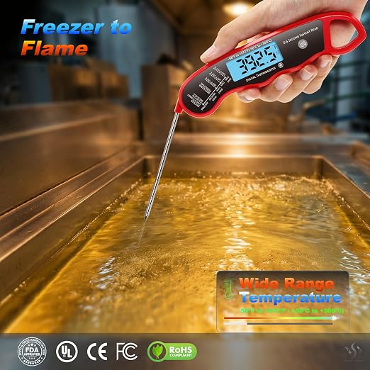 2 pcs 0.6S Instant Read Digital Meat Thermometer Probe/Pen，Factory‑Calibrated/Waterproof/Backlit/Magnetic/Flip Display/Motion Sensor:Outdoor BBQ, Barbecue Grilling, Smoking, Oven, Baking, Oil,