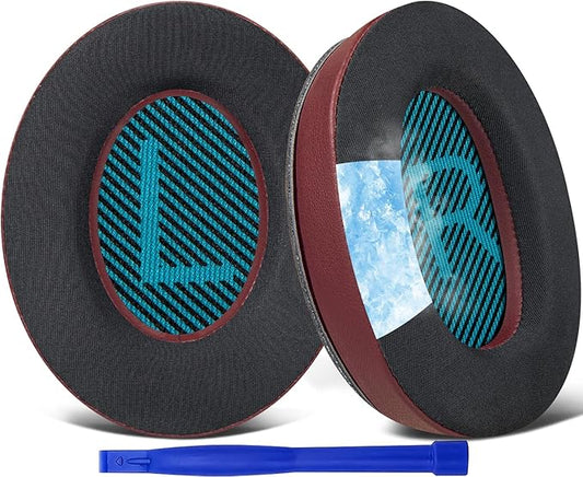 SoloWIT Cooling-Gel Earpads Cushions for Bose Headphones, Replacement Ear Pads for Bose QuietComfort 15 QC15 QC25 QC2 QC35/Ae2 Ae2i Ae2w/SoundTrue & SoundLink Around-Ear & Around-Ear II - Burgundy
