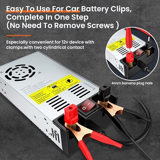 Denfix Upgraded 110V to 12V Converter ,New Version with On/Off Switch, AC to DC Power Supply Max 50A 600W