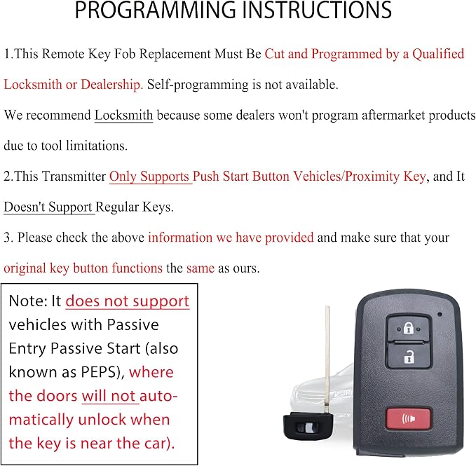 MechanMagic Smart Key Fob Remote Replacement Fit for Toyota Tacoma 2015-2021 / Tundra 2019-2021 / 4Runner 2019-2021 HYQ14FBA Keyless Entry Remote Control AG Board 281451-2110