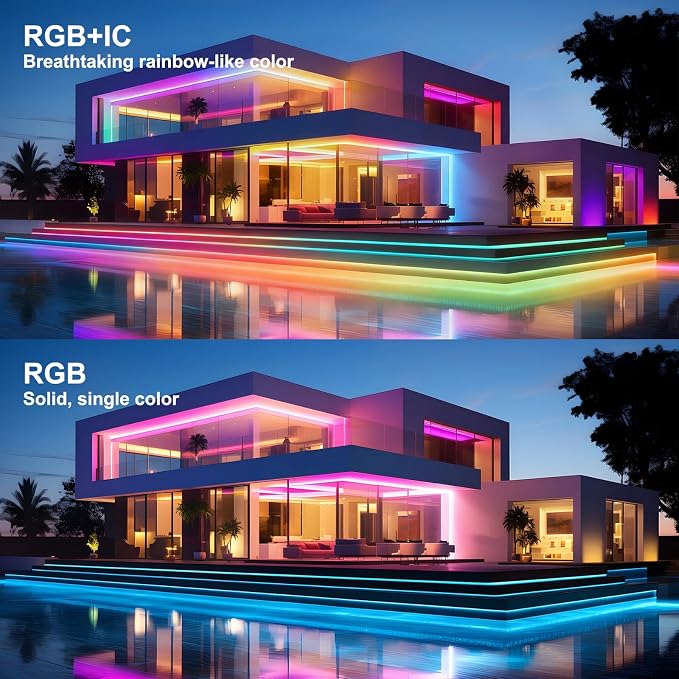 20FT COB RGB+IC LED Strip Lights, IP67 Outdoor 24V RGB LED Lights for Bedroom with Remote Smart App Button Controller Music Sync Color Changing for Garden Outdoor Decor Pool Patio Party DIY Decoration