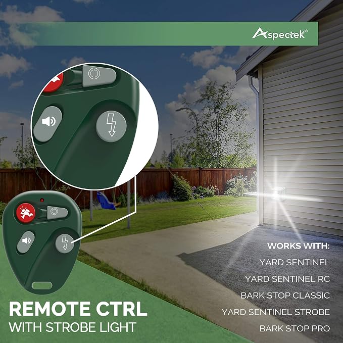 ASPECTEK Yard Sentinel Ultrasonic Animal Repeller with Remote Control and Strobe Light, Motion Sensor Pest Deterrent for Deer, Raccoons, Bears, Coyotes and Skunks, Farm, Garden and Lawn Protection