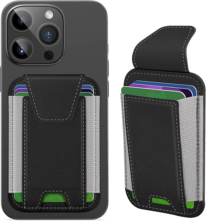 Miroddi for MagSafe Wallet with Privacy Flap, Strongest Magnetic Card Holder for iPhone 17/16/15/14/13/12 Series, Leather Magnetic Phone Wallet, Fit 7 Cards, RFID Blocking, No More Falling, Black