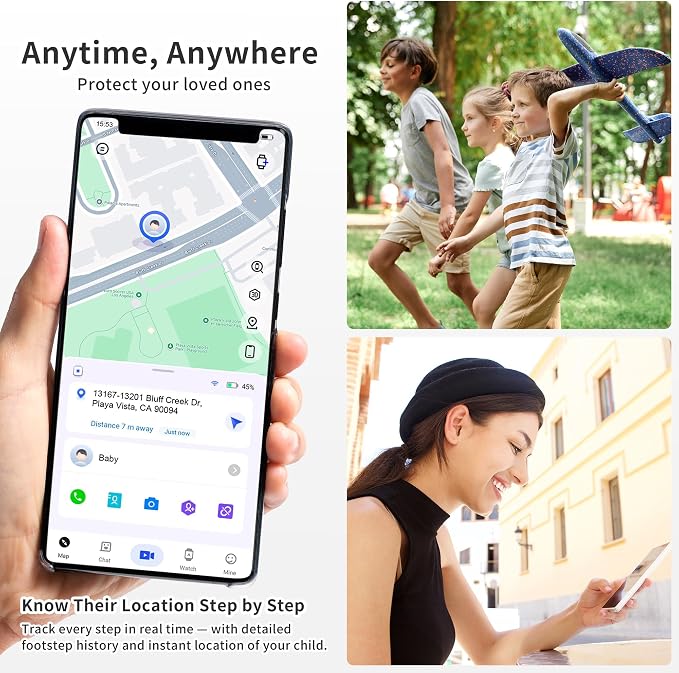 4G Kids Smart Watch Boys with GPS Tracker Phone/Video Call Alarm SOS Camera Pedometer Stopwatch Caculator Flashlight GPS Watch for Kids Age 5-12