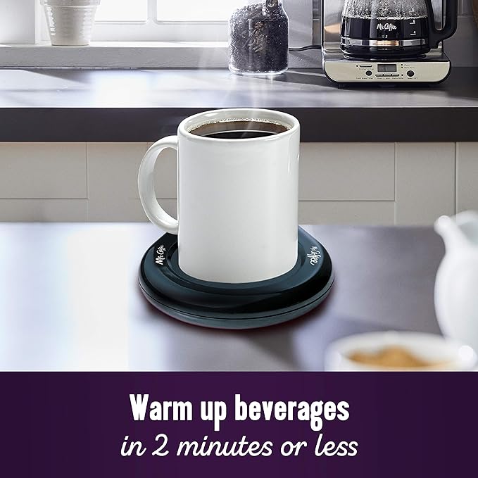 Mr. Coffee Mug Warmer for Coffee and Tea, Portable Cup Warmer for Travel, Office Desks, and Home, Black | Gifts for Teachers & Coffee Maker with Auto Pause and Glass Carafe, 12 Cups, Black