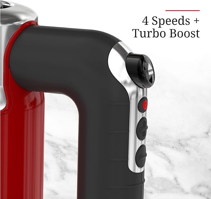 Remington Russell Hobbs MX3100RDR Retro Style Hand Mixer, 4 Speeds + Turbo Boost, Red
