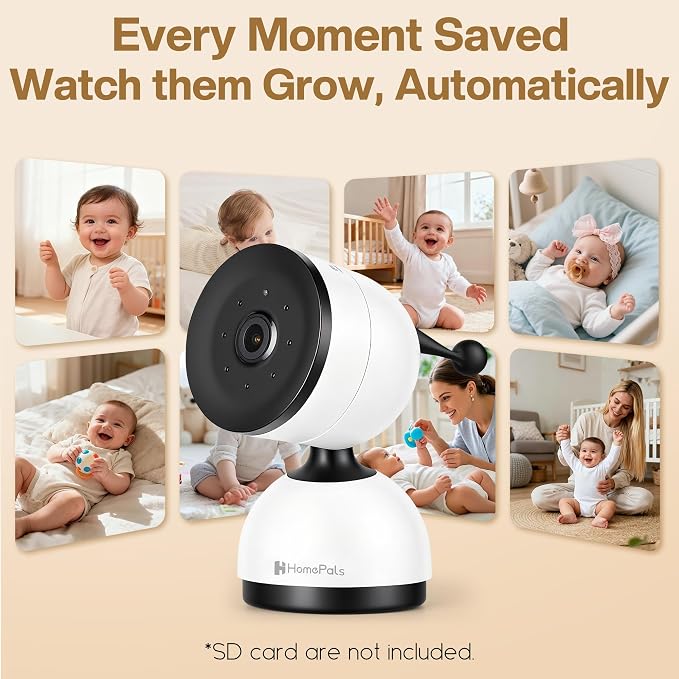 Smart WiFi Baby Monitor with 5-Inch Screen: 355° Pan-Tilt-Zoom Camera, HD Night Vision, Two-Way Audio, Cry Detection, Temp Sensor, 24/7 App Recording – Easy Setup, Baby Essentials for New Parents