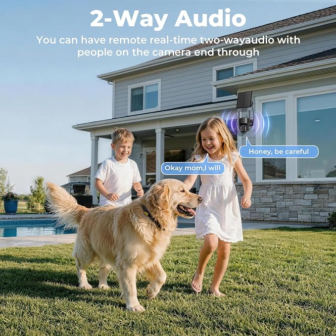 2K Security Cameras Wireless Outdoor, 5G & 2.4 WiFi Cameras for Home Security Solar/Battery Powered with Solar Panel, 360° PTZ Human Detection, Color Night Vision, Works with Alexa(2 Pack)