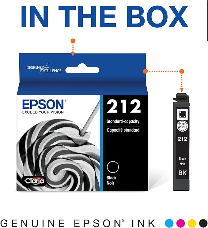 Epson 212 Claria Ink Standard Capacity Black Cartridge (T212120-S) Works with Workforce WF-2830, 2850 and Expression XP-4100, 4105 (Pack of 2)