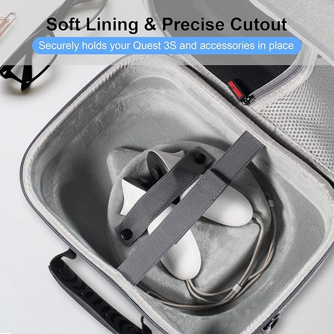 STARTRC GAMES Large Carrying Case for Meta Quest 3/Quest 3S, Hard Travel Case for BOBOVR S3 Pro/Kiwi Design Battery Head Strap and Other Accessories, Storage Case and Soft Lining for Quest 3S