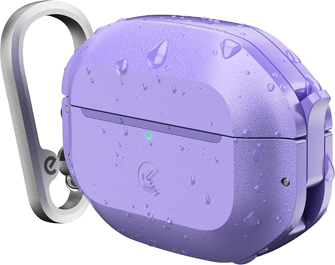 Keybudz for Waterproof AirPods Pro 3 Case with Lock - IP68 Waterproof and Dust Proof, Shockproof Protector, Heavy Duty Rugged Protection, Drop Proof Hard Cover for AirPods Pro 3rd Gen (Wild Lavender)