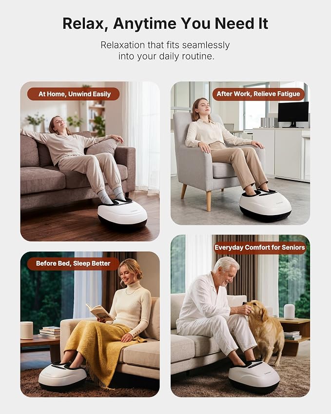 KNQZE Shiatsu Foot Massager with Heat, Compression, Deep Kneading Foot Massage for Plantar Fasciitis Relief, Remote Control, Multi Massage Modes, Auto Shut-Off Timer, FSA Eligible, White