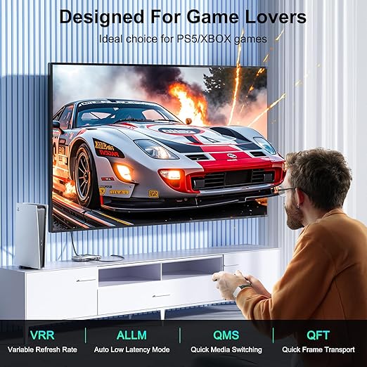 10K 8K HDMI 2.1 Cable 10 ft / 3M Certified, 48Gbps Ultra High Speed, 8K 60Hz, 4K 120Hz 240Hz 165Hz 144Hz, HDR10+, eARC, HDCP2.3, Braided HDMI Cord for Netflix Roku TV PC Monitor Projector PS5 Xbox