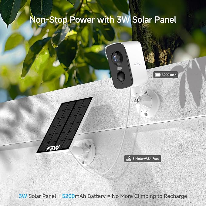 Arenti Solar Camera Outdoor Wireless, 3MP 2K with 340° Pan, PIR Detection, Color Night Vision, 2-Way Audio, Battery with Solar Powered Wireless Cameras for Home Security Outdoor, Works with Alexa