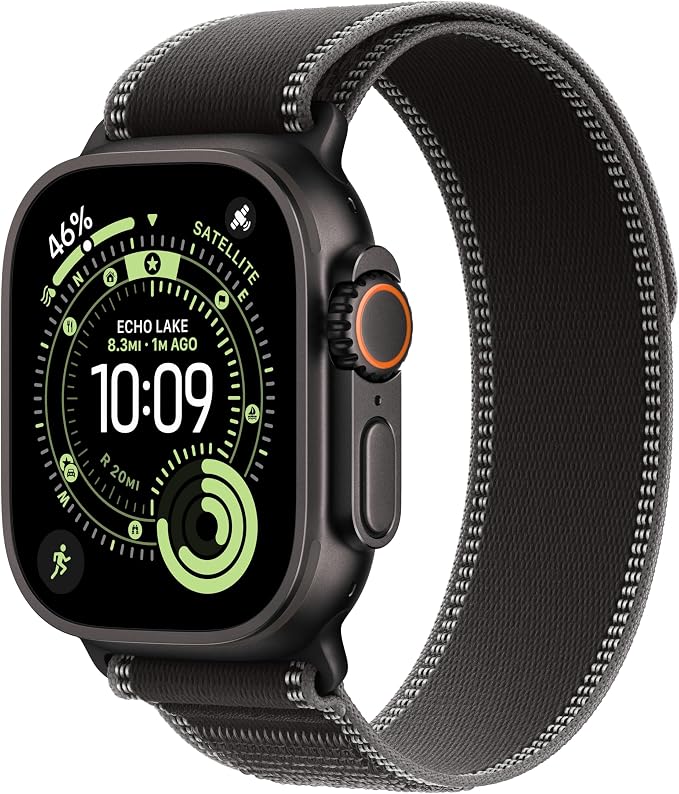 Apple Watch Band - Trail Loop - 49mm - Black/Charcoal - M/L - Black Titanium Finish