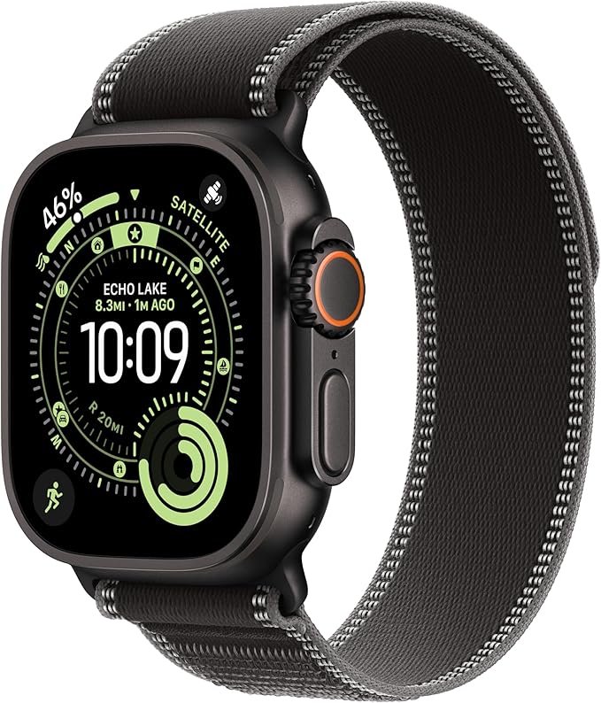 Apple Watch Band - Trail Loop - 49mm - Black/Charcoal - S/M - Black Titanium Finish