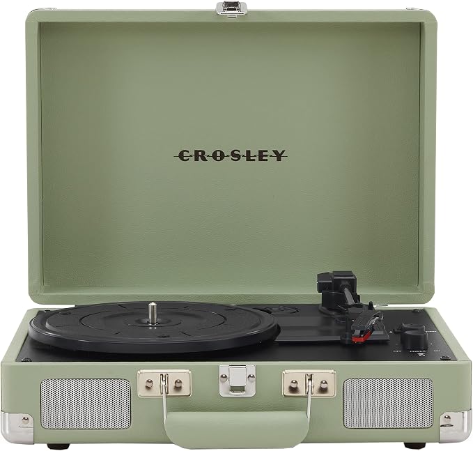 Crosley CR8005F-MT Cruiser Plus Vintage 3-Speed Bluetooth in/Out Suitcase Vinyl Record Player Turntable, Mint