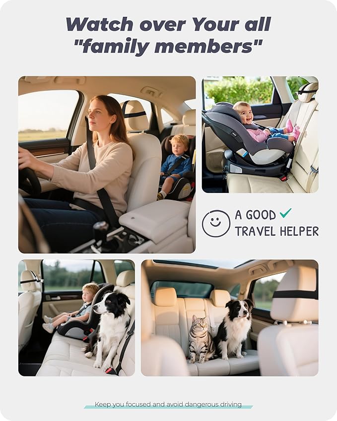 #1 Magnetic Double Car Camera for 2 Baby with 5" 1080P IPS Monitor, Auto Night Vision & Magnetic Mount, Zoom/Mirror/Split Modes, USB Powered, 5-Minute Setup, for Rear-Facing Infant, White