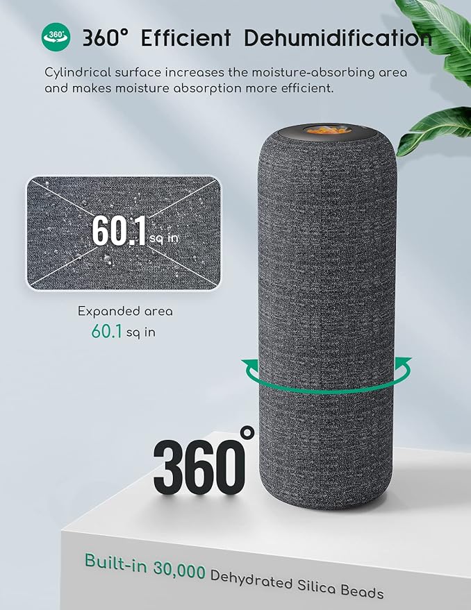 Afloia TOPZ Dehumidifier Replacement Box (No Heating Base), Gun Safe Dehumidifiers Stick, Mini Portable Dehumidifier Cylinder for Small Spaces Closet Cabinet Reptile Car, Dark Grey