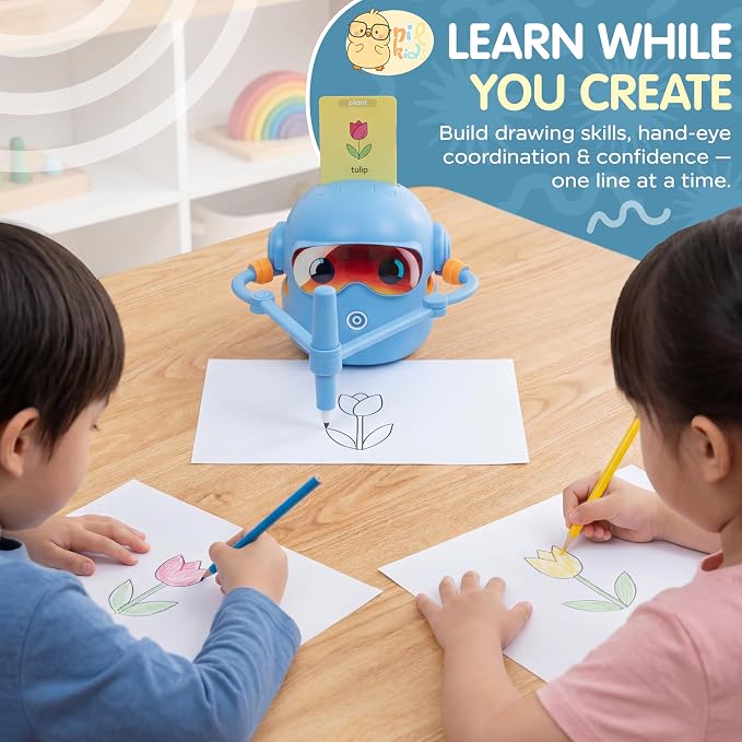 Drawing Robot for Kids, Automatic Educational Drawing Machine with Motorized Arm, 100 Drawing Cards & 16 Pens, Screen-Free STEM Learning Toy for 3 4 5 6 7 8 Year Old Boys & Girls, Rechargeable Gift