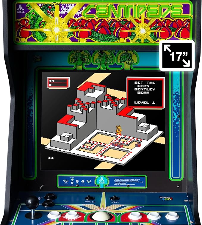 Arcade Classics - Atari Centipede Ultra Series Game Machine, 40 Games, 17" Liquid Crystal Screen - Indoor Cabinet, Retro, Gaming Console, Basement Decoration, Man Cave