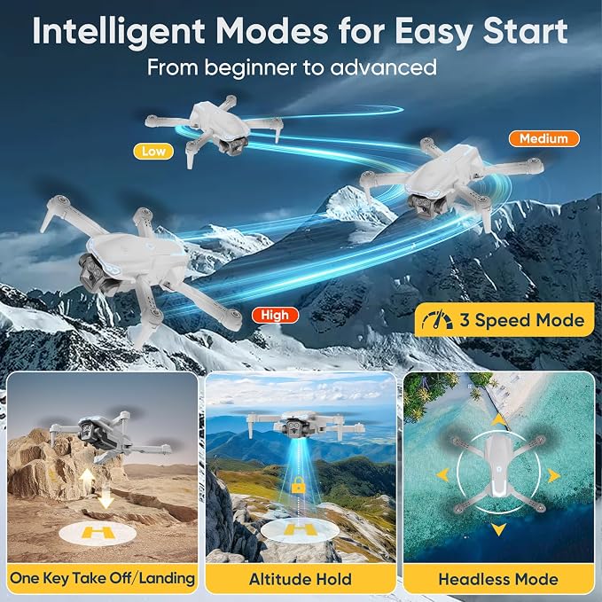 1080P Drone with Camera for Adults, Kids & Beginners, Foldable FPV Quadcopter with One Key Takeoff/Landing, Gesture Control, 360° Flips, 2 Batteries, Easy Flying Toy Gift for Teen Boys and Girls