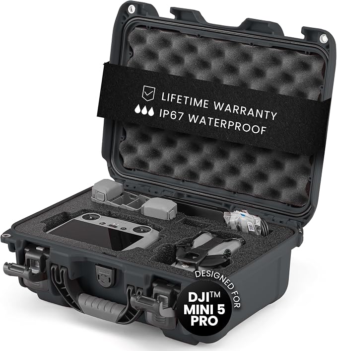 NANUK 915 DJI™ Mini 5 Pro Fly More Combo Plus - Waterproof Hard Case with Drone Foam Insert, Crushproof, Portable Travel Case, Made in Canada - Graphite (15.8" x 12.1" x 6.8")