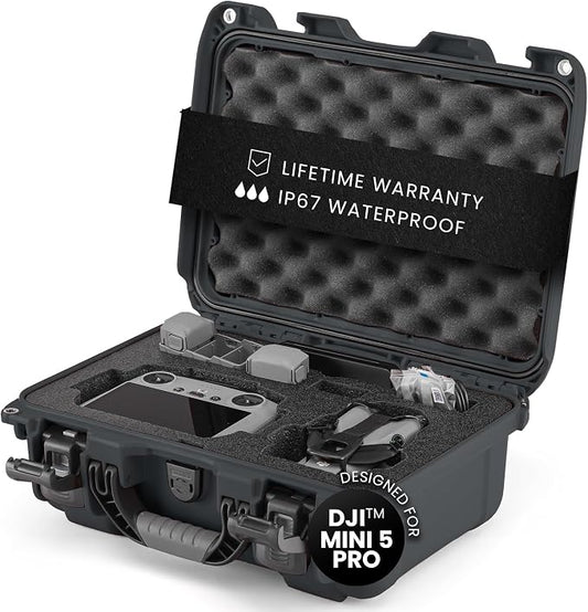 NANUK 915 DJI™ Mini 5 Pro Fly More Combo Plus - Waterproof Hard Case with Drone Foam Insert, Crushproof, Portable Travel Case, Made in Canada - Graphite (15.8" x 12.1" x 6.8")