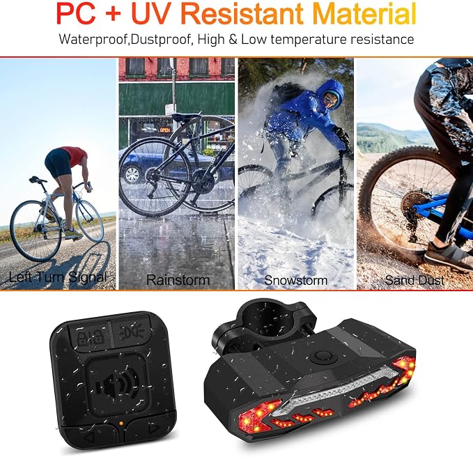 USUPERINK Turn Signals for Ebike, Bike Turn Signals, Bike Blinkers Front and Back, Bike Tail Light USB Rechargeable with Horn, IP65 Waterproof Anti-Theft Alarm, Auto On Off, for Bicycle,Ebike,Scooter