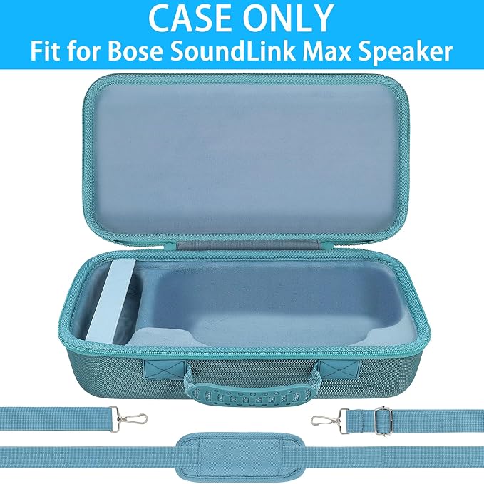 for Bose SoundLink Max Portable Speaker Hard Protective Case, Portable Travel Case Replacement with Shoulder Strap and Handle (Blue Case) - co2CREA