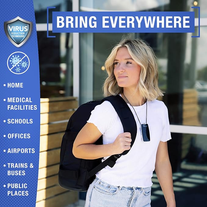 Personal Wearable Air Purifier Necklace, USB Rechargeable, Portable Ionizer | Filterless negative-ion technology. Silent operation. Designed for travel, office, commuting, and everyday use