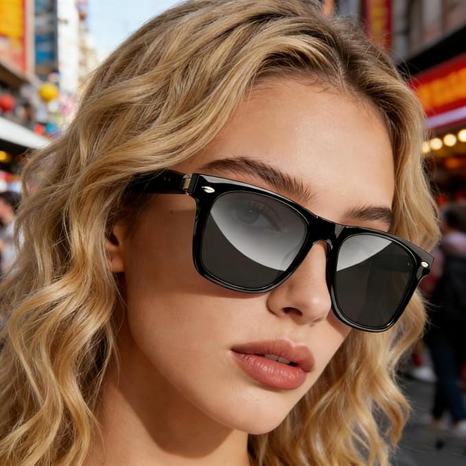 Blackview Smart Glasses, Polarized Bluetooth Sunglasses with Speaker, Voice Control, UV Protection, Anti Blue Light Lens